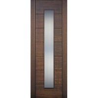 8'0" Tall Modern Vertical 1-Lite Mahogany Prehung Wood Door Unit
