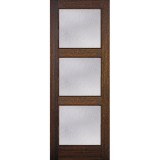 8'0" Tall Modern 3-Lite Mahogany Prehung Wood Door Unit