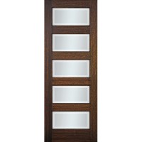 8'0" Tall Modern 5-Lite Mahogany Prehung Wood Door Unit