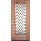 Full Lite Diamond Mahogany Wood Door Prehung Door Unit #3096