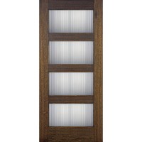 Modern 4-Lite Mahogany Prehung Wood Door Unit