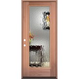 Privacy Glass Full Lite Mahogany Wood Door Prehung Door Unit