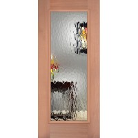 Privacy Glass Full Lite Mahogany Wood Prehung Door Unit