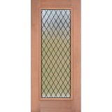 Full Lite Textured Diamond Mahogany Wood Prehung Door Unit #3107