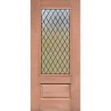 3/4 Lite Textured Diamond Mahogany Wood Prehung Door Unit #3117