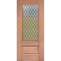 3/4 Lite Textured Diamond Mahogany Wood Prehung Door Unit #3117