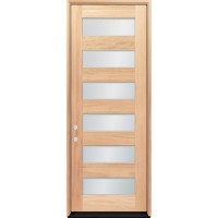 8'0" Tall Modern 6-Lite Mahogany Wood Door Prehung Unit #3156