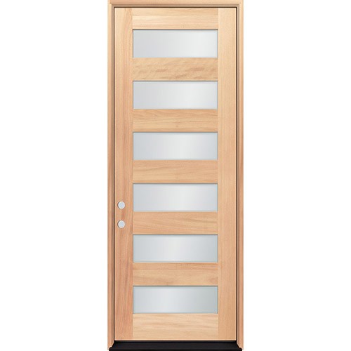 8'0" Tall Modern 6-Lite Mahogany Wood Door Prehung Unit #3156