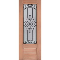 8'0" 3/4 Lite Internal Grille Mahogany Wood Prehung Door Unit #3845