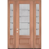 8'0" 3/4 Lite Mahogany Wood Door Unit with Sidelites #3872