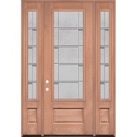8'0" 3/4 Lite Mahogany Wood Door Unit with Sidelites #3872