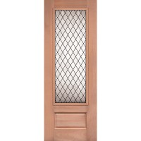8'0" 3/4 Lite Diamond Mahogany Wood Prehung Door Unit #3896