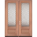 8'0" 3/4 Lite Diamond Mahogany Wood Double Door Unit #3896