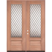 8'0" 3/4 Lite Diamond Mahogany Wood Double Door Unit #3896