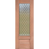 8'0" 3/4 Lite Textured Diamond Mahogany Wood Prehung Door Unit #3897
