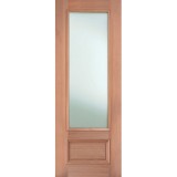 Privacy Glass 8'0" 3/4 Lite Mahogany Wood Door Prehung Door Unit