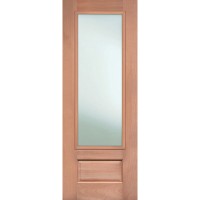 Privacy Glass 8'0" 3/4 Lite Mahogany Wood Prehung Door Unit