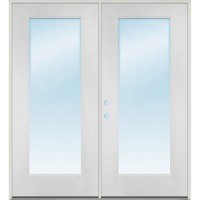 Low-E Clear Full Lite Fiberglass Patio Prehung Double Door Unit