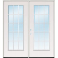 15-Lite Fiberglass Patio Prehung Double Door Unit