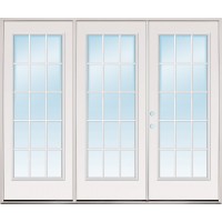 8/0 Wide Retro 15-Lite Fiberglass Patio Prehung Triple Door Unit