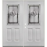 Fleur-De-Lis Half Lite Fiberglass Prehung Double Door Unit #4016