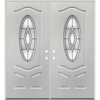 3/4 Oval Fiberglass Prehung Double Door Unit #4031