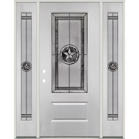 Star 3/4 Lite Fiberglass Prehung Door Unit with Sidelites #4032
