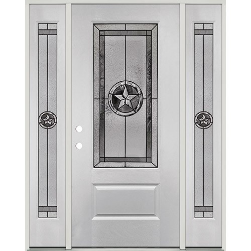 Star 3/4 Lite Fiberglass Prehung Door Unit with Sidelites #4032