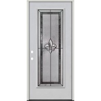 Full Lite Fleur-de-lis Fiberglass Prehung Door Unit #4036