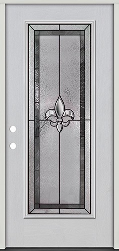 Full Lite Fleur-de-lis Fiberglass Prehung Door Unit #4036