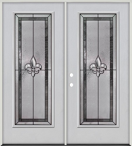 Full Lite Fleur-de-lis Fiberglass Prehung Double Door Unit #4036