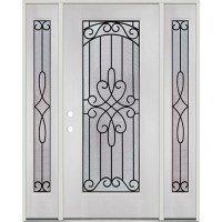 Full Lite Internal Grille Fiberglass Prehung Door Unit with Sidelites #4045