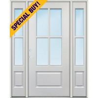 Special Buy - Model SC: 4-Lite SDL Clear Low-E Fiberglass Door Unit with Sidelites