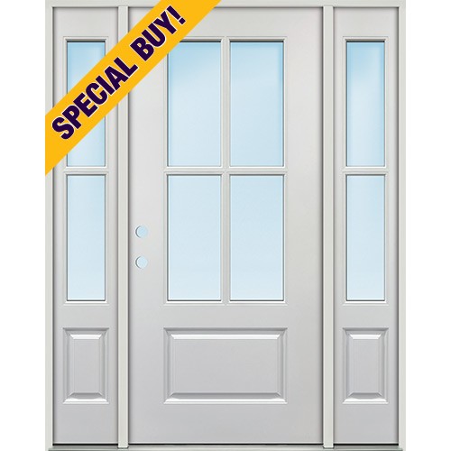 Special Buy - Model SC: 4-Lite SDL Clear Low-E Fiberglass Door Unit with Sidelites
