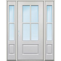 4-Lite SDL Clear Low-E Fiberglass Door Unit with Sidelites