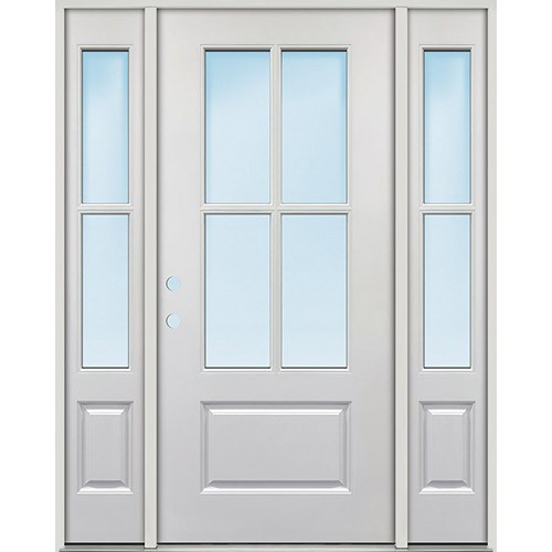4-Lite SDL Clear Low-E Fiberglass Door Unit with Sidelites