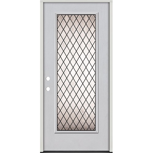 Full Lite Diamond Fiberglass Prehung Door Unit #4096