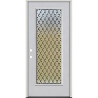 Full Lite Textured Diamond Fiberglass Prehung Door Unit #4107