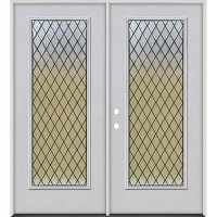 Full Lite Textured Diamond Fiberglass Prehung Double Door Unit #4107