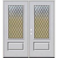 3/4 Lite Textured Diamond Fiberglass Prehung Double Door Unit #4117
