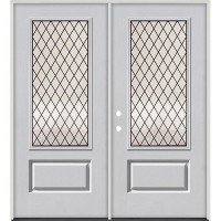 3/4 Lite Diamond Fiberglass Prehung Double Door Unit #4126