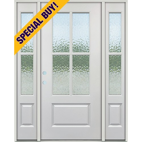 Special Buy - Model SF: 4-Lite SDL Flemish Fiberglass Door Unit with Sidelites