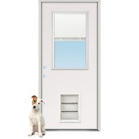 Pet Door Installed on Mini-blind Half Lite Fiberglass Door Unit