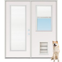 Pet Door Installed on Mini-blind Full/Half Lite Fiberglass Patio Double Door Unit
