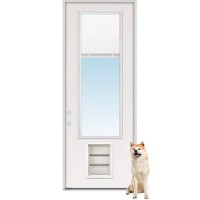 Pet Door Installed on 8'0" Tall Mini-blind Fiberglass Door Unit