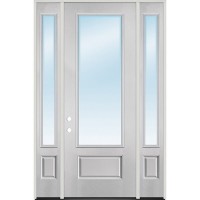 8'0" Low-E Clear 3/4 Lite Fiberglass Prehung Door Unit with Sidelites #4808