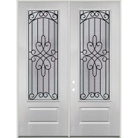8'0" 3/4 Lite Internal Grille Fiberglass Prehung Double Door Unit #4845