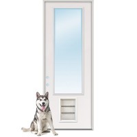 Pet Door Installed on 8'0" Tall Full Lite Fiberglass Door Unit