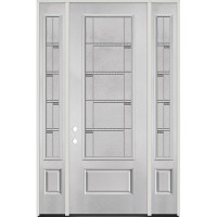 8'0" 3/4 Lite Fiberglass Prehung Door Unit with Sidelites #4872