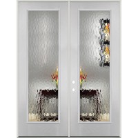 Privacy Glass 8'0" Full Lite Fiberglass Prehung Double Door Unit